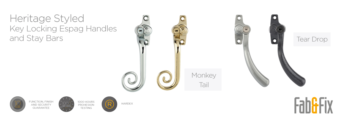 Monkey tail and tear drop window handles