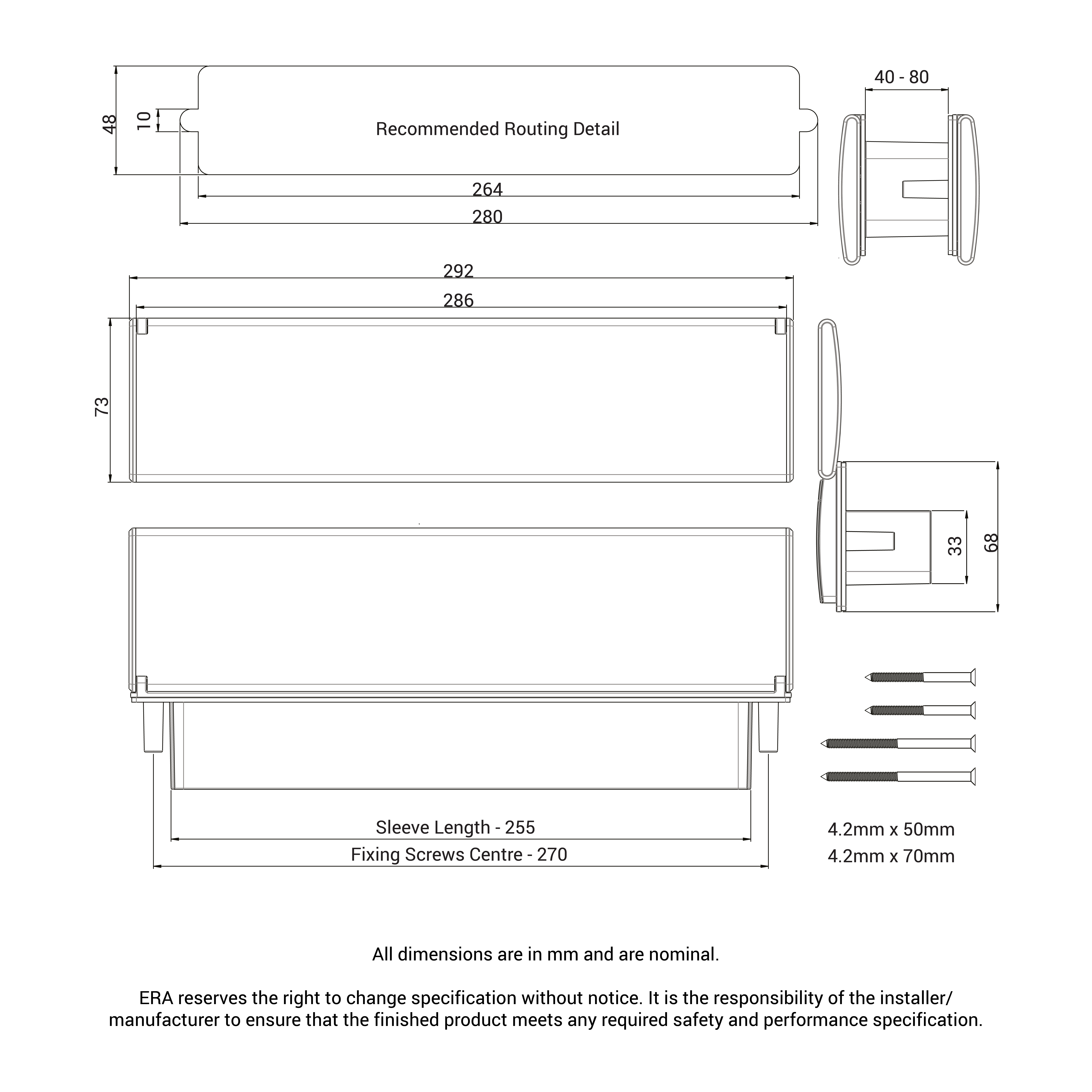 Clam pack diagram for ERA Decorative Letterplate